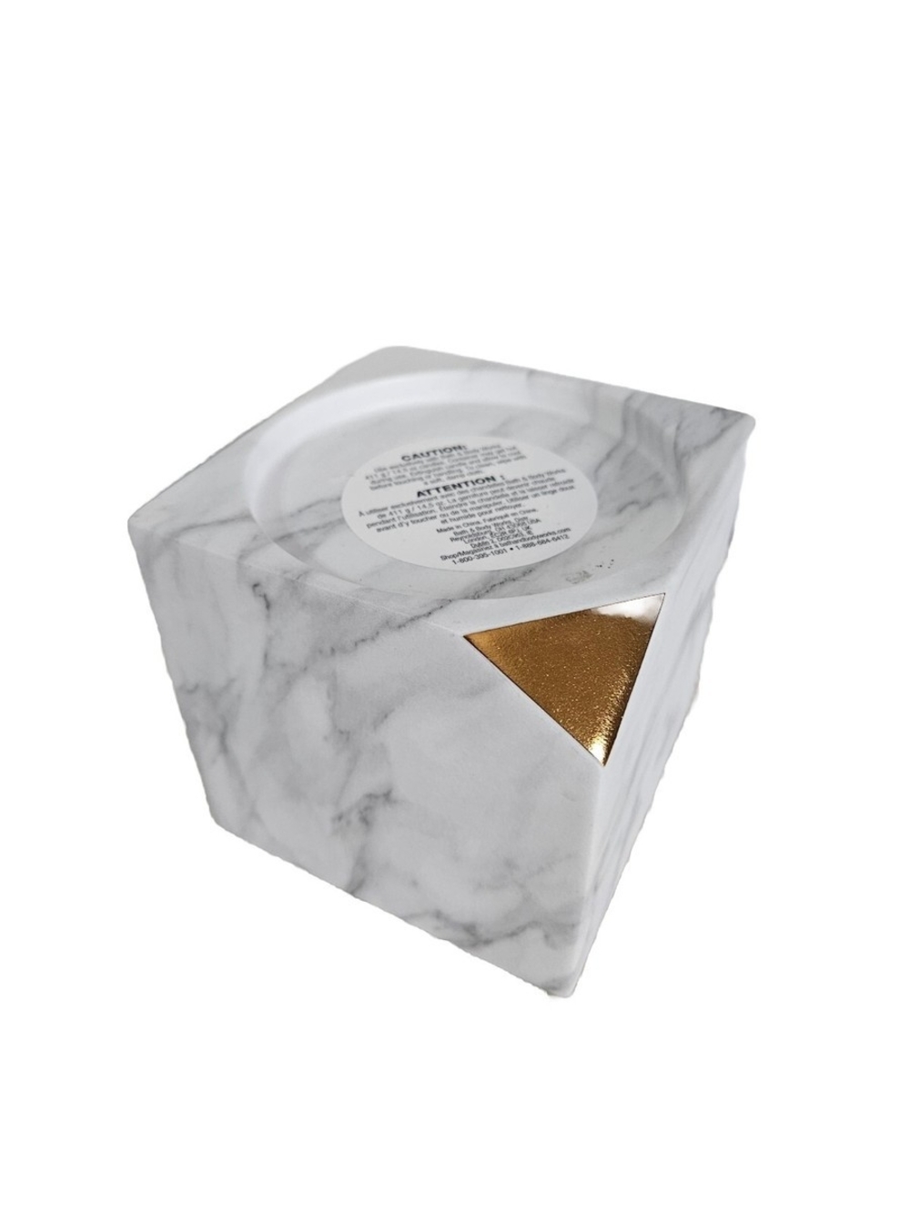 Bath & Body Works Marble Block Candle Holder with Gold Accent